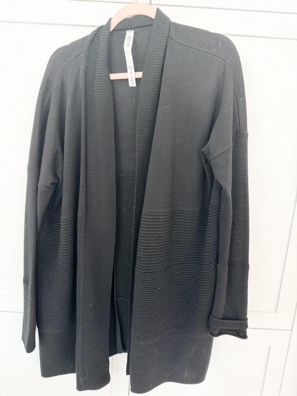 lululemon athletica Black Open-Front Ribbed Hem Cardigan